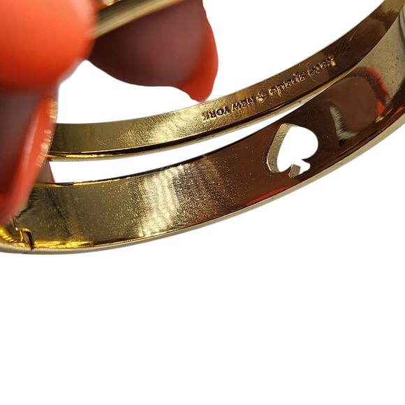 Kate Spade Bracelet Set of 2 Bangles Gold Black White Rhinestone Spade Sparkly - Picture 11 of 16